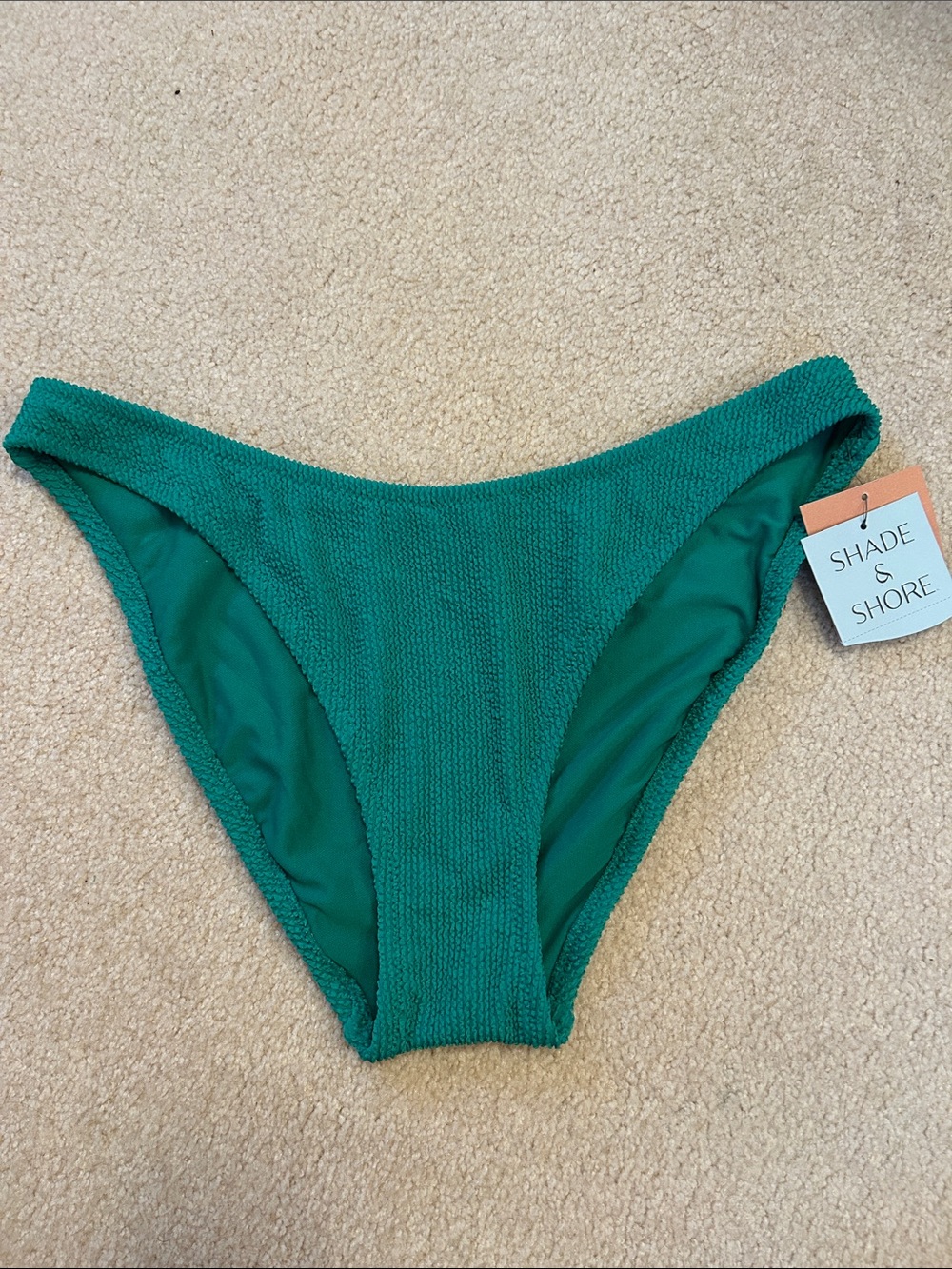 Shade & Shore Emerald Green Ribbed Bikini Bottom